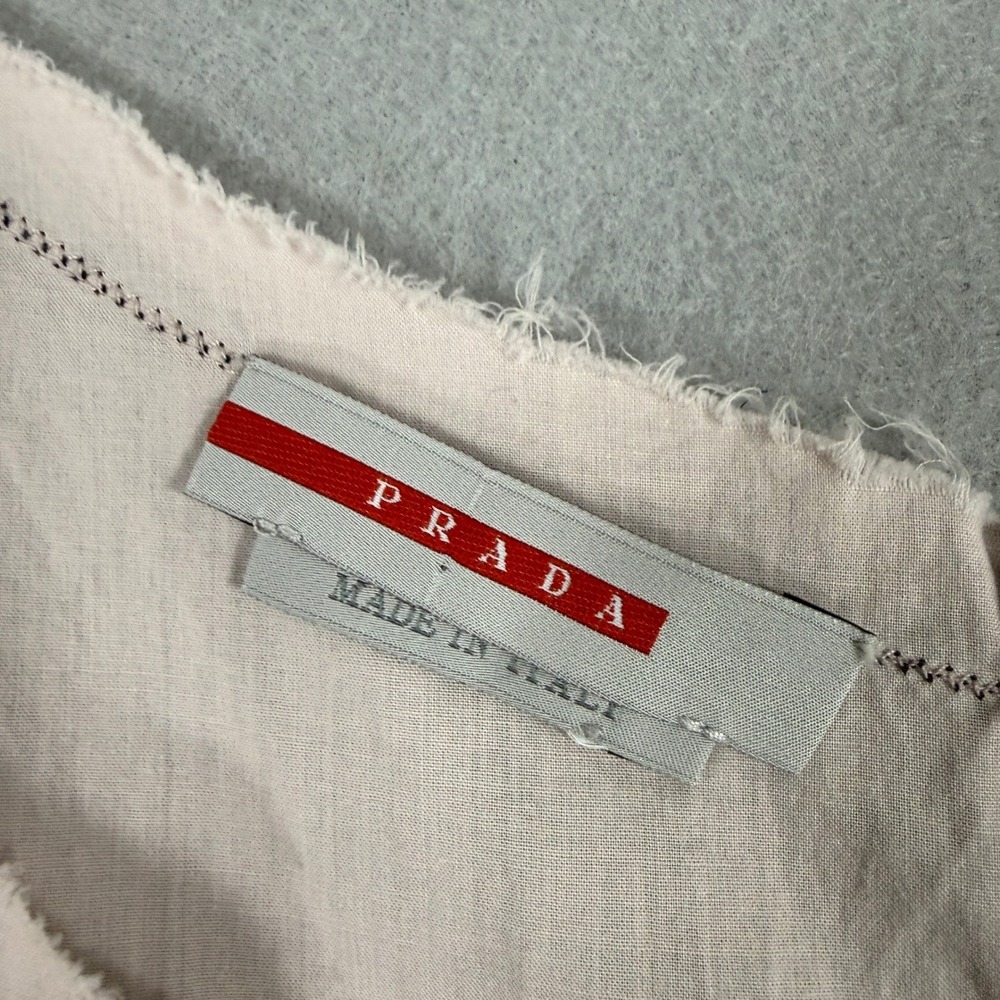 Prada Dress Women Navy Fits Small Sport Chambray Pleated Sleeveless Raw Hem Y2K - Picture 2 of 12